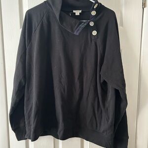 Tartan collar Black Button-Detail Sweater